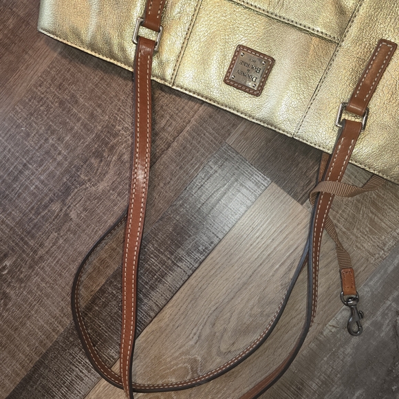 Dooney & Bourke Gold Tote Bag with Brown Straps - Picture 6 of 11